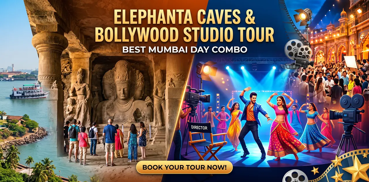 Elephanta Caves & Bollywood Studio Tour – Best Mumbai Day Combo